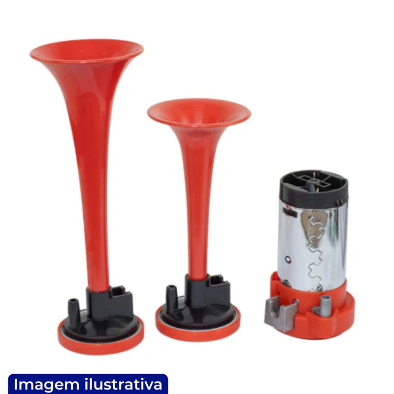 BUZINA 2 CORNETAS COM RELE UNIVERSAL 12V