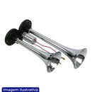 BUZINA 2 CORNETAS CROMADO 24V COM VALVULA ELETROPNEUMATICA