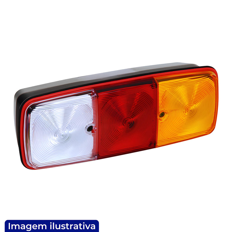 LANTERNA TRASEIRA MERCEDES RETANGULAR 24V TRICOLOR SEM VIGIA SOKLED