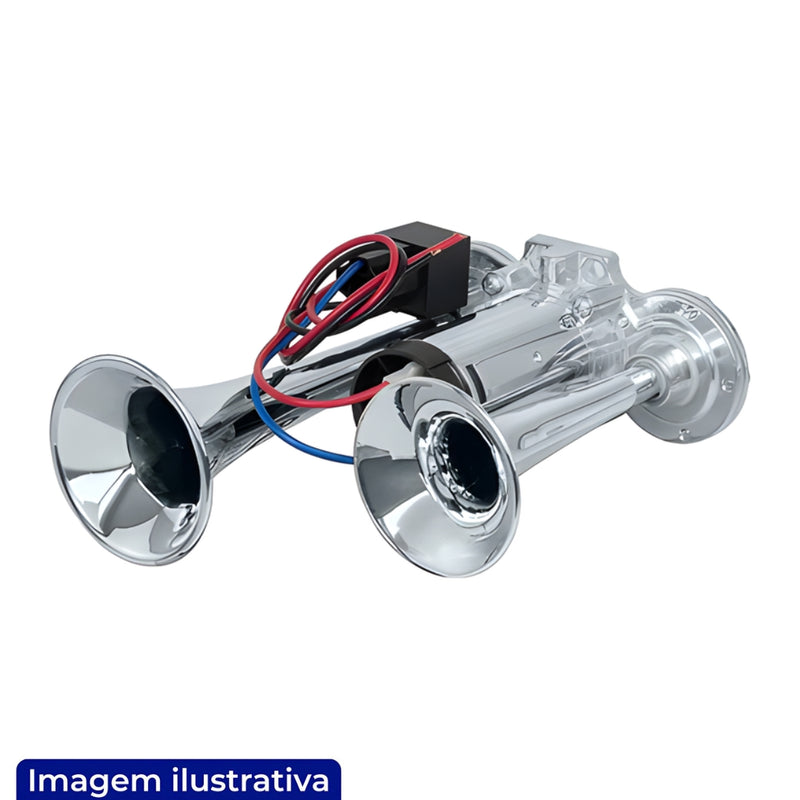 BUZINA 2 CORNETAS COM COMPRESSOR ELETRICO 12V