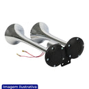 BUZINA 2 CORNETAS CROMADO 24V COM VALVULA ELETROPNEUMATICA
